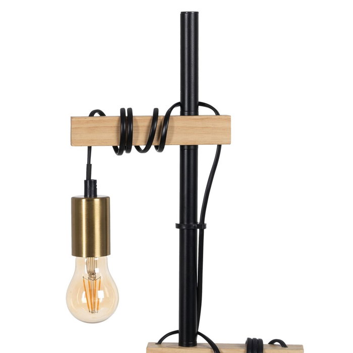 BigBuy Home Lampadaire Noir et Beige en Bois et Fer