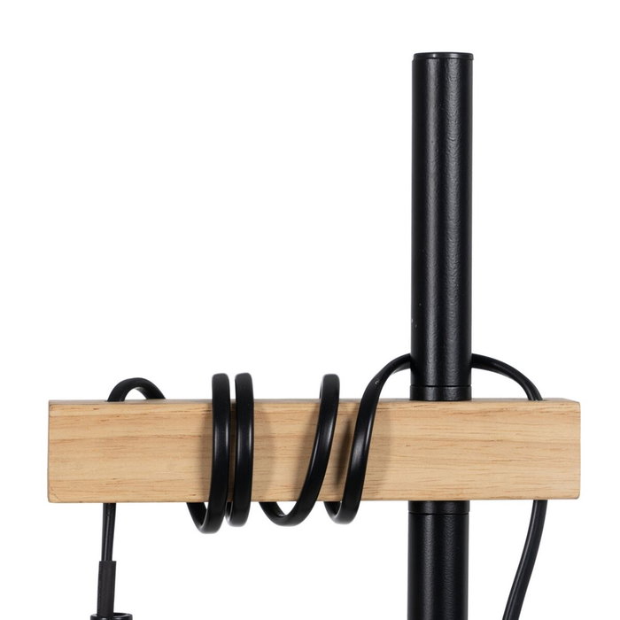BigBuy Home Lampadaire Noir et Beige en Bois et Fer