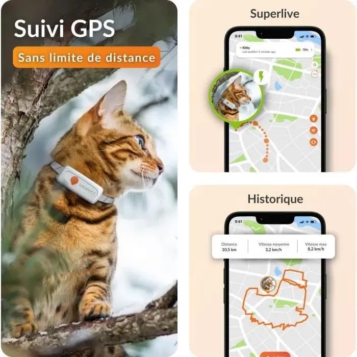 Weenect XS Traceur GPS pour Chat, Collier Localisation en Temps Réel Sans Limite de Distance - White Edition 2023 Weenect XS Traceur GPS pour Chat, Collier Localisation en Temps Réel Sans Limite de Distance - White Edition 2023