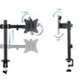 TooQ Support Bureau pour 2 Moniteurs 17-27 Pouces VESA 75x100 mm, Noir, 8 kg/Bras