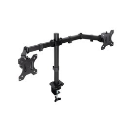 TooQ Support Bureau pour 2 Moniteurs 17-27 Pouces VESA 75x100 mm, Noir, 8 kg/Bras
