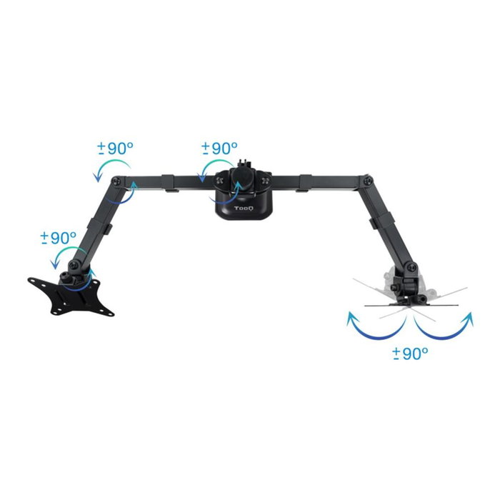 TooQ Support Bureau pour 2 Moniteurs 17-27 Pouces VESA 75x100 mm, Noir, 8 kg/Bras