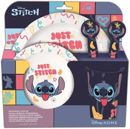Stor Set de vaisselle et couverts Stitch Palms pour bébé - Assiette, bol, verre, cuillère et fourchette - Adapté au micro-ondes