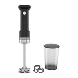 Kitchenaid 5KHBRV00BM Batteur à main sans fil noir mat, compact léger sans batterie avec bras démontable et lame en acier inox 4 branches et gobelet 700ml sans BPA