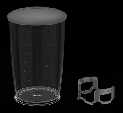 Kitchenaid 5KHBRV00BM Batteur à main sans fil noir mat, compact léger sans batterie avec bras démontable et lame en acier inox 4 branches et gobelet 700ml sans BPA