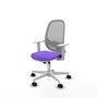 Chaise Cilanco Synchro 3 positions tissu Violet Maille Gris Structure polyamide blanc Accoudoirs blancs Sans appui-tête Roulettes 65mm nylon