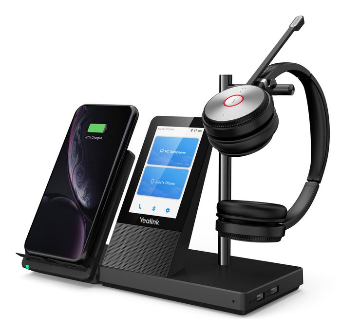 Yealink WH66 Casque DECT Sans Fil Double UC avec Station de Travail Audio HD et Écran Tactile