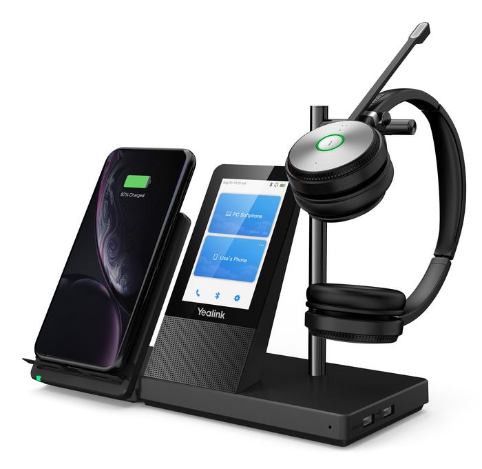 Yealink WH66 Casque DECT Sans Fil Double UC avec Station de Travail Audio HD et Écran Tactile
