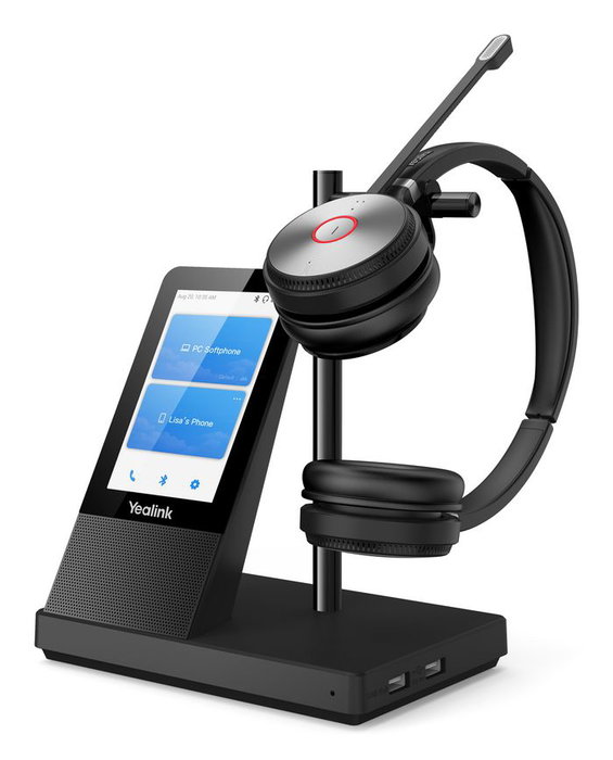 Yealink WH66 Casque DECT Sans Fil Double UC avec Station de Travail Audio HD et Écran Tactile