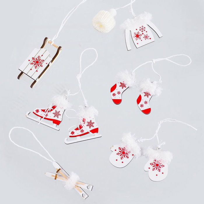 BigBuy Home Décorations de Noël Blanc Rouge (10 Unités)