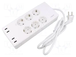 LOGILINK SH0105 Bloc multiprise parafoudre avec 6 prises et 4 ports USB blanc