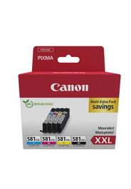 Canon 1998C007 - Cartouche d'encre Multipack CLI-581XXL Noir, Cyan, Magenta, Jaune (Kit 4 couleurs) en blister
