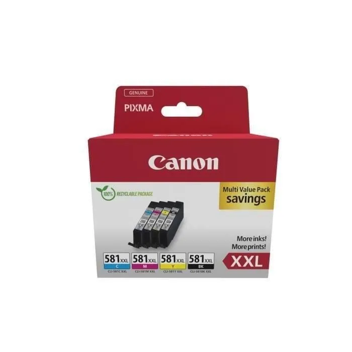 Canon CLI-581 XXL Multipack noir / cyan / magenta / jaune (1998C007) Canon CLI-581 XXL Multipack noir / cyan / magenta / jaune (1998C007)