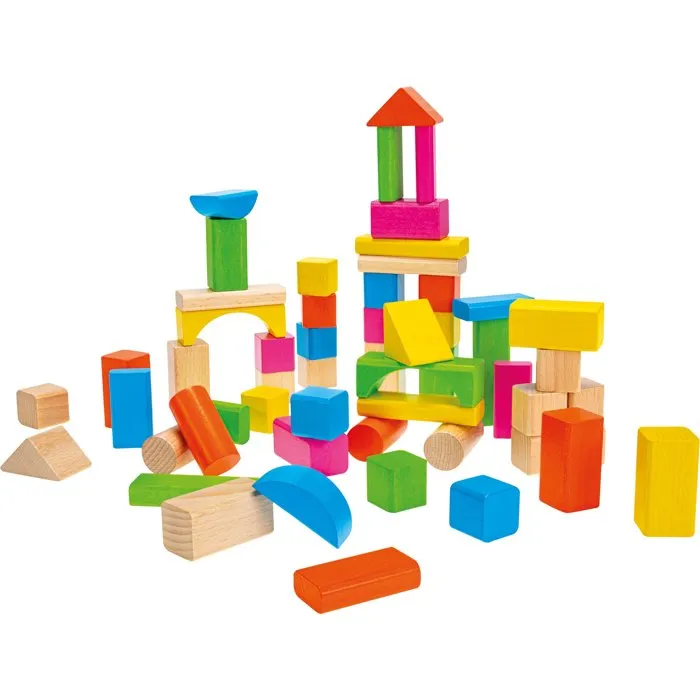 Heros - Blocs de Construction en Bois Colorés - 100% Certifié FSC - 60 Pièces - À Partir de 1 An - Boîte de Rangement