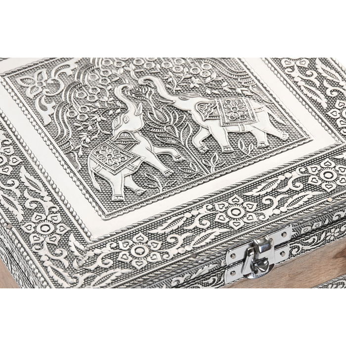 Boîte à bijoux Home ESPRIT Argenté Naturel Bois Aluminium 18 x 18 x 6 cm