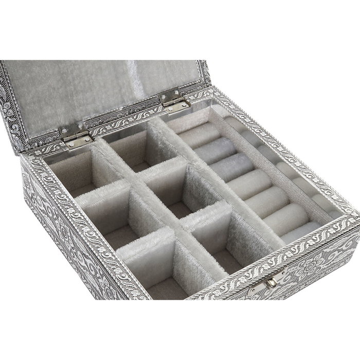Boîte à bijoux Home ESPRIT Argenté Naturel Bois Aluminium 18 x 18 x 6 cm