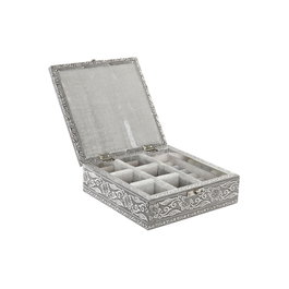 Boîte à bijoux Home ESPRIT Argenté Naturel Bois Aluminium 18 x 18 x 6 cm