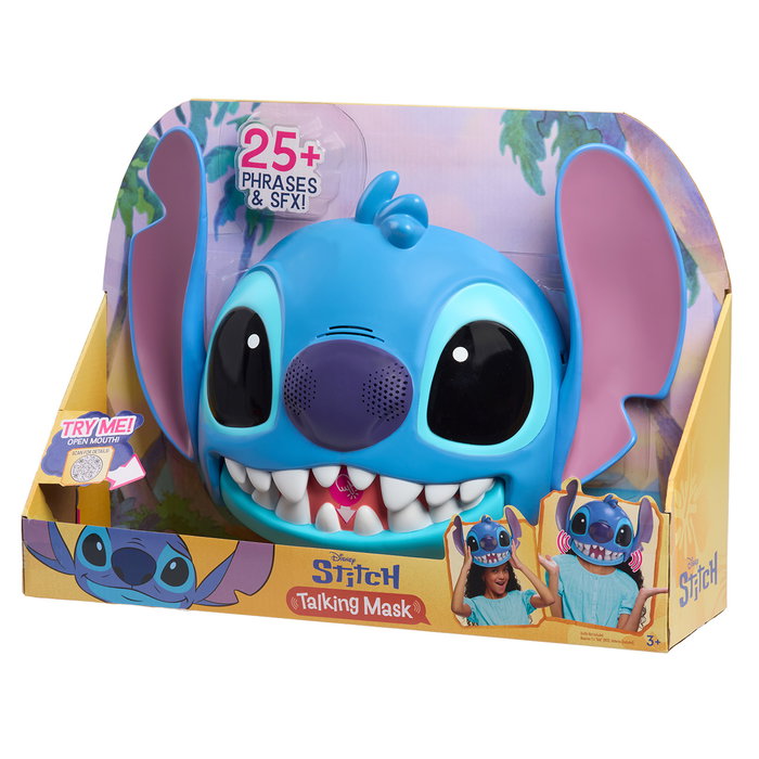 Just Play Disney Stitch Masque Interactif Parlant avec plus de 25 Phrases – Inclut Piles – Anglais, Français, Allemand, Italien, Portugais, Espagnol