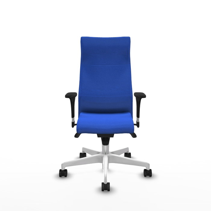Piqueras Y Crespo Sillón Albacete Bleu avec mécanisme Synchro et base blanche