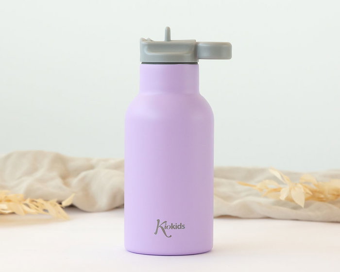 KioKids Little sauvages - Bouteille isotherme pour bébé en acier inoxidable 304 350 mL sans BPA, couleur lavande, avec paille amovible KioKids Little sauvages - Bouteille isotherme pour bébé en acier inoxidable 304 350 mL sans BPA, couleur lavande, avec paille amovible