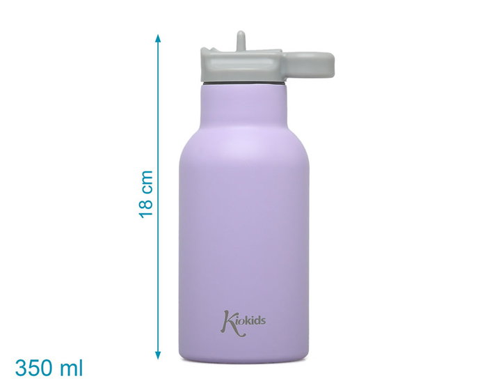 KioKids Little sauvages - Bouteille isotherme pour bébé en acier inoxidable 304 350 mL sans BPA, couleur lavande, avec paille amovible KioKids Little sauvages - Bouteille isotherme pour bébé en acier inoxidable 304 350 mL sans BPA, couleur lavande, avec paille amovible