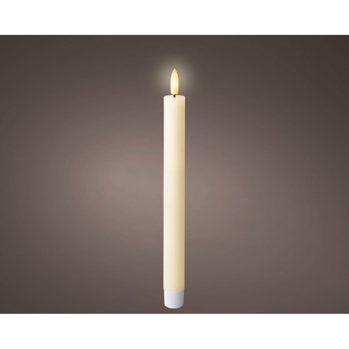 Lumineo Lot de 2 bougies LED en cire blanche Ø 2,2 x 24,5 cm