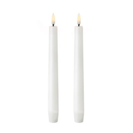 Lumineo Lot de 2 bougies LED en cire blanche Ø 2,2 x 24,5 cm