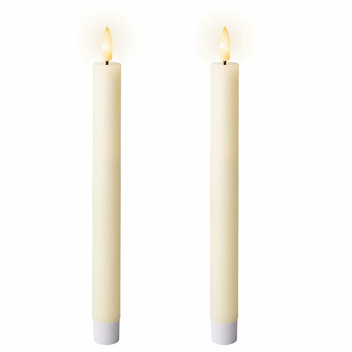 Lumineo Lot de 2 bougies LED en cire blanche Ø 2,2 x 24,5 cm