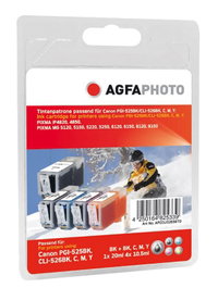 Agfa Photo Multipack de cartouches d'encre CLI-526 (BK/C/M/Y) et PGI-525PGBK