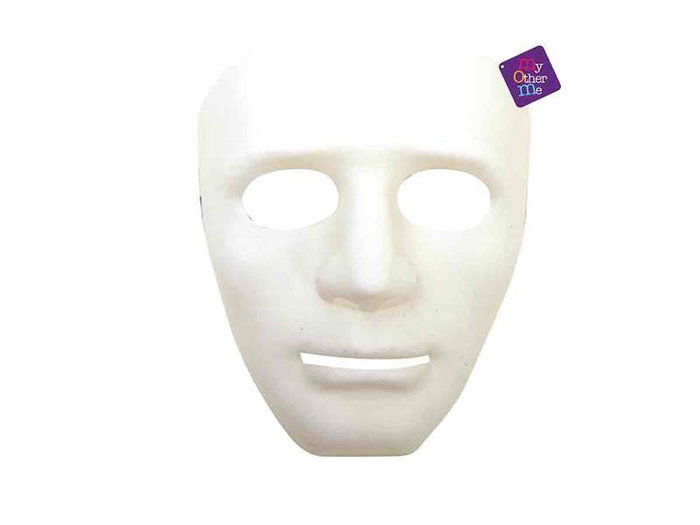 My Other Me - Masque Blanc en PVC Taille Unique - Multicolor - Compatible avec Français, Espagnol, Anglais, Italien, Portugais, Allemand