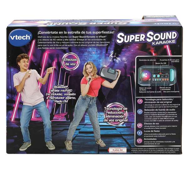 Vtech Karaoké Super Sound avec Haut-Parleur et Microphone Intégrés - Projection de Lumières Multicolores pour Fêtes - Dimensions 30,6x16x20,8 cm Vtech Karaoké Super Sound avec Haut-Parleur et Microphone Intégrés - Projection de Lumières Multicolores pour Fêtes - Dimensions 30,6x16x20,8 cm