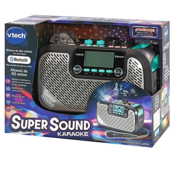 Vtech Karaoké Super Sound avec Haut-Parleur et Microphone Intégrés - Projection de Lumières Multicolores pour Fêtes - Dimensions 30,6x16x20,8 cm Vtech Karaoké Super Sound avec Haut-Parleur et Microphone Intégrés - Projection de Lumières Multicolores pour Fêtes - Dimensions 30,6x16x20,8 cm