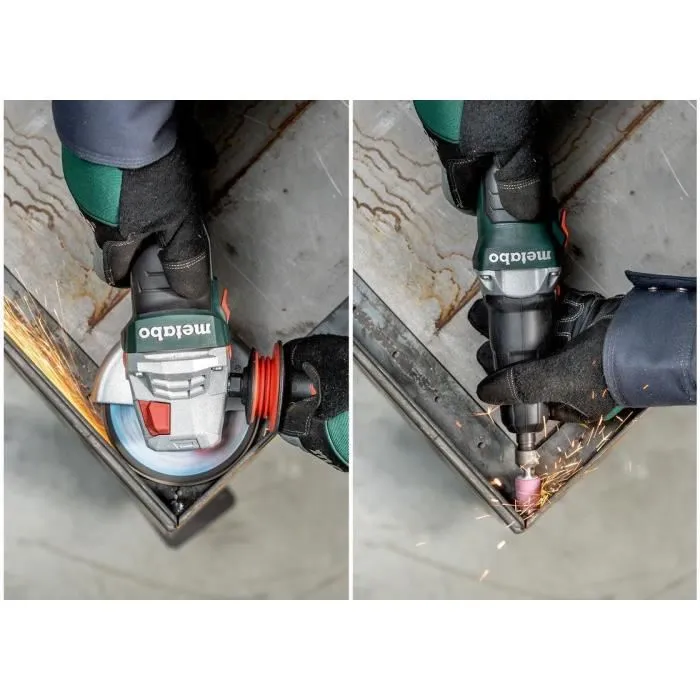 Metabo Meuleuse droite sans fil 18V professionnelle GVB 18 LTX BL 11-28 pour béton, réglage de vitesse variable, poignée fine - Ébavurage, fraisage, meulage
