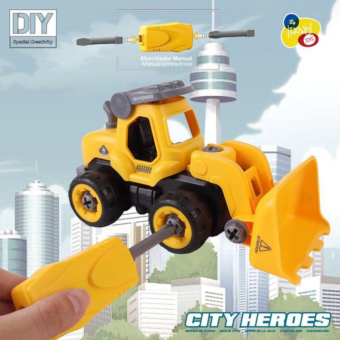 TACHAN Kit de Construction DIY Bulldozer 27 Pièces T01020 - Jouet de Construction Éducatif pour Enfants Dès 3 Ans