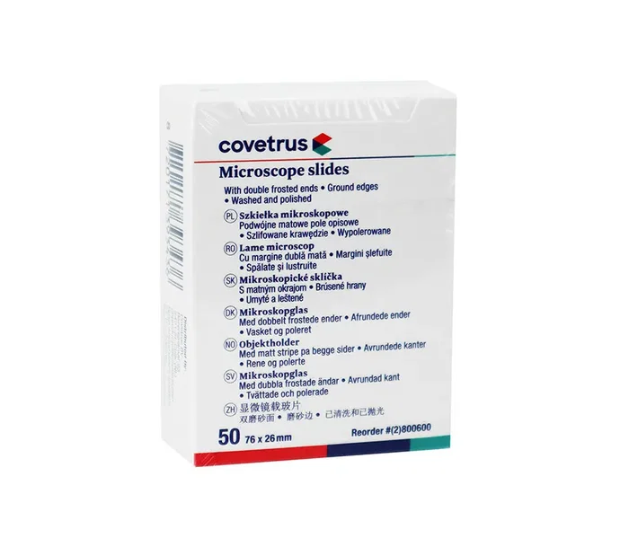 Covetrus Porte-objets de microscopie translucide 76x26 mm, lot de 50 unités Covetrus Porte-objets de microscopie translucide 76x26 mm, lot de 50 unités