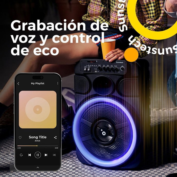 Haut-parleurs bluetooth portables Sunstech Muscles 12 Noir