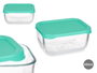 Pasabahce Boîte de Conservation Snow Box Tapa Verde avec Couvercle Vert 420 ml 12,5x9,5x6 cm Verre et Plastique (Set de 12)