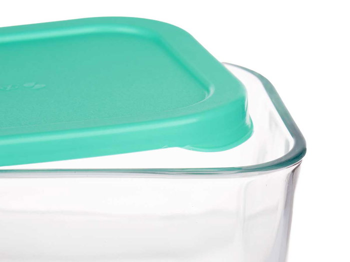 Pasabahce Boîte de Conservation Snow Box Tapa Verde avec Couvercle Vert 420 ml 12,5x9,5x6 cm Verre et Plastique (Set de 12)