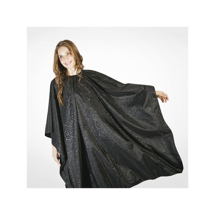 Bifull Cape de coupe noire décorée de motifs feuilles Bifull Cape de coupe noire décorée de motifs feuilles