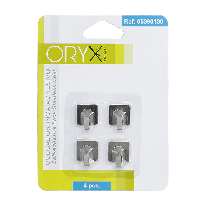 ORYX Crochet adhésif inoxydable petit format (blister de 4 unités)