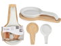 Vessia Bandeja Apéritif Cuchara Céramique Base Bambou Blanc Naturel 13 x 4 x 23 cm (Set de 24)