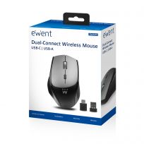 Ewent EW3245 Souris sans fil double connexion USB-C USB-A 2400 PPP clics silencieux
