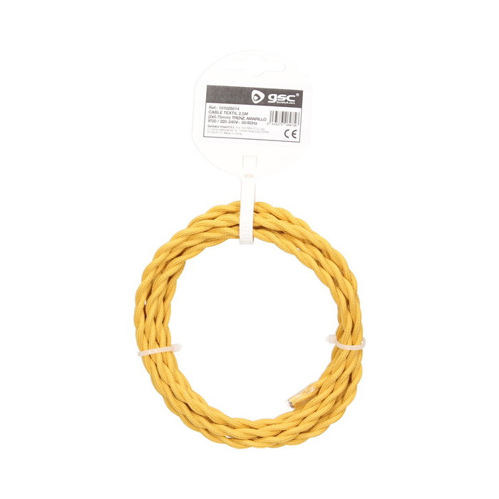 GSC Evolution Câble textile tressé jaune 2,5m (2x0,75mm) GSC Evolution Câble textile tressé jaune 2,5m (2x0,75mm)