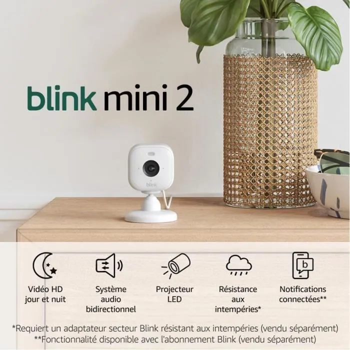 Blink Mini 2 Caméra de sécurité Blanc - Vidéo HD 1080p, Détection de mouvement, Compatible Alexa Blink Mini 2 Caméra de sécurité Blanc - Vidéo HD 1080p, Détection de mouvement, Compatible Alexa