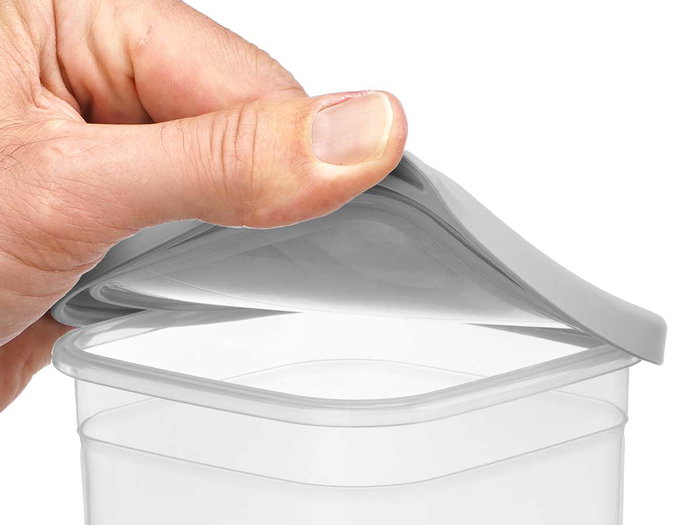 Leknes Bote Carré avec Couvercle Gris 2L 10.8x27.9x10.8cm Plastique PP Blanc Transparent (Set de 24)