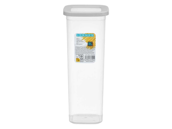 Leknes Bote Carré avec Couvercle Gris 2L 10.8x27.9x10.8cm Plastique PP Blanc Transparent (Set de 24)