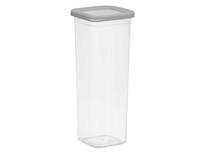 Leknes Bote Carré avec Couvercle Gris 2L 10.8x27.9x10.8cm Plastique PP Blanc Transparent (Set de 24)