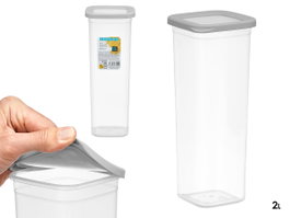 Leknes Bote Carré avec Couvercle Gris 2L 10.8x27.9x10.8cm Plastique PP Blanc Transparent (Set de 24)