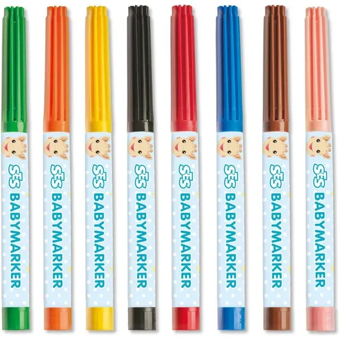 SES Creative Sophie la girafe - Boîte de 8 feutres lavables à l'eau pour bébé dès 12 mois - My First, dessin et peinture