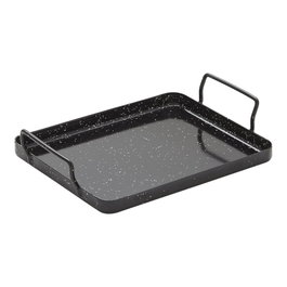 Vaello Bandeja de Acier Émaillé pour Four 26 x 30 x 1,5 cm Noir avec Points Blancs